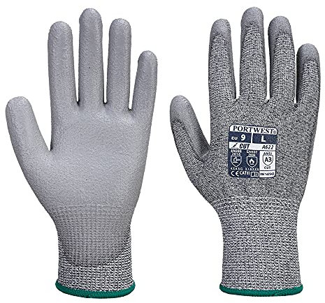 Portwest A622 Cut Resistant MR PU Palm Glove Grey, Small