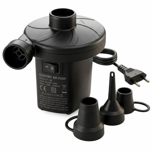 OcioDual Elektrische Luftpumpe, Pumpe Luftmatratze, Elektrische Pumpe für Luftmatratze, Tragbare Luftpumpe, 240V AC zu 12V DC, Matratzen-Inflator, Planschbecken, Pool, Camping