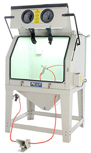 Pro-Lift-Werkzeuge Sandstrahlgerät 990 l Sandstrahlkabine Sandstrahler Frontklappe 990 Liter Industriestrahler Sandstrahlkabinett sand blaster Arbeitsplatz