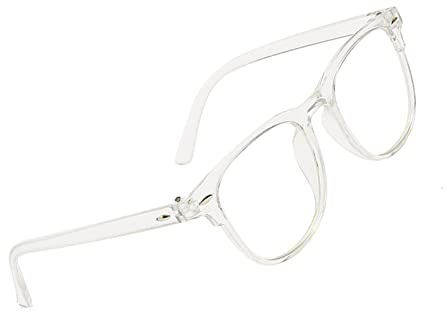 Voolga Blaulichtfilter Brille mit Klassisch Rahmen, Leichte Antiallergisch Rechteckig Brille Ohne Stärke Damen und Herren, Fake Brille für Anti Blaulicht von Computer