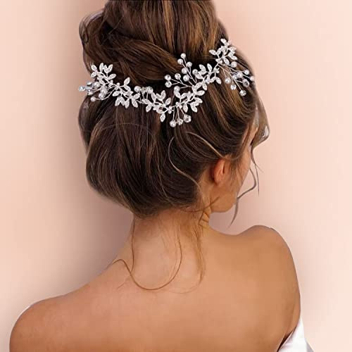 LIHELEI Braut Haarschmuck Hochzeit Perlen Damen Strass Brautschmuck Haare - Rosegold