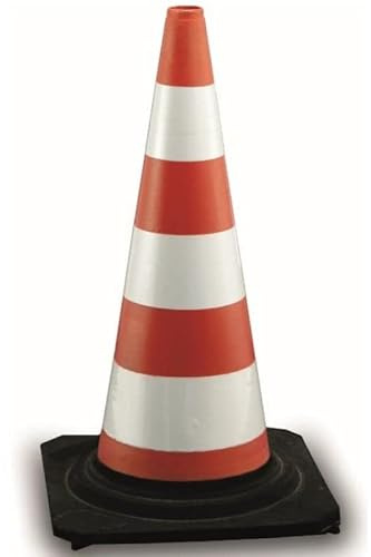 Cono in gomma altezza 50 cm con 3 fasce rifrangenti classe 1