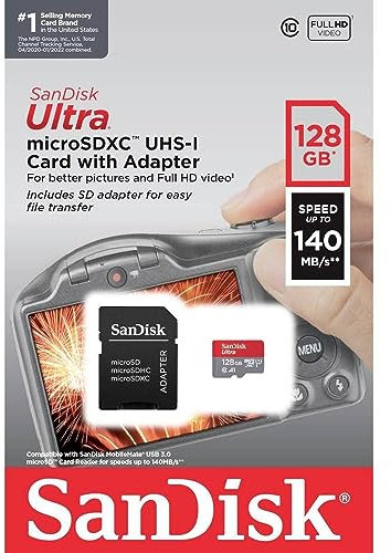 SANDISK ULTRA MICROSDXC 128GB +MEM SD ADAPTER 140MB/S A1 CLASS10 IP