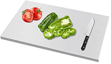 Tabla de cortar de acero inoxidable 80 x 50 cm, tabla de cortar antideslizante, encimera de acero inoxidable, tablas de cortar para cocina, bar, restaurante para amasar pizza, pan, pasteles