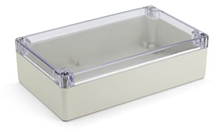 Blanko Modulgehäuse, Universal-Gehäuse aus ABS-Kunststoff mit transparentem Deckel, Mehrzweckghäuse mit Montagepunkten für Leiterplatten, IP 65 Schutzklasse, LxBxH 200x120x56 mm, Lichtgrau