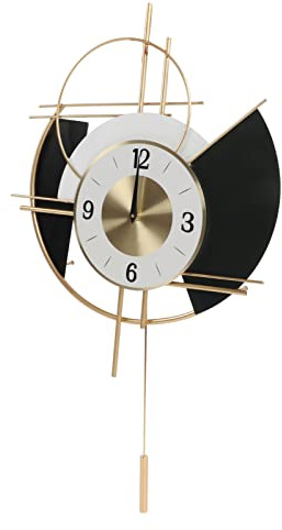 Fockety Wanduhren für Wohnzimmer Dekoration, Metallrahmen Schwarz Gold Industrie Vintage hängende Uhr, batteriebetrieben geräuschlos Bauernhaus Uhren für das Schlafzimmer