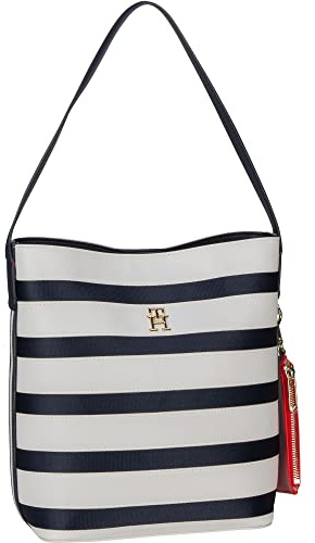 Tommy Hilfiger Iconic Tommy Bucket Bag Stripes Breton Stripe Mix, Blau (Breton Stripe Mix), Einheitsgröße