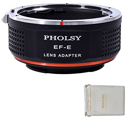 PHOLSY Objektivadapter Manueller Fokus für Canon EOS EF EF-S Objektiv auf Sony E Kameragehäuse für Alpha a7 a6000 a6300 a6500 a5000 a5100 NEX 7/6/5, NEX 5N 3N, a9 ii, a7S iii ii, a7R v iv iii ii, a7C