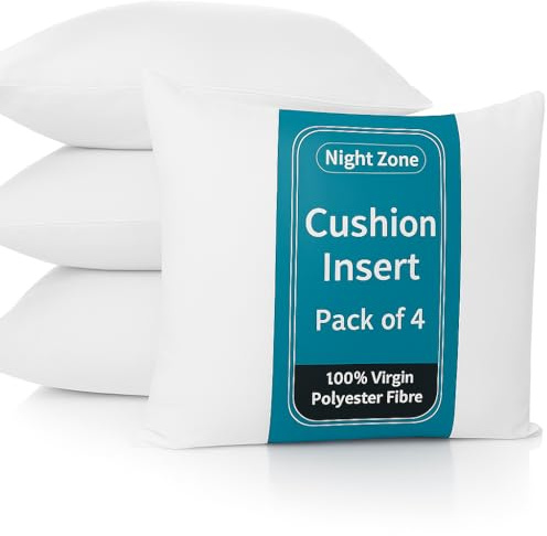 NIGHTZONE 24” x 24” Cushion Inner Pads Square Insert Fillers- Pack of 4 (60 x 60 cm) Anti-Allergy Cushion Stuffer Inserts