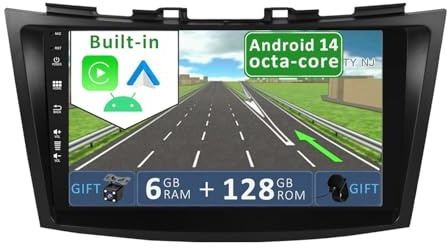 YUNTX [6GB+128GB] Android 14 2 Din Autoradio pour Suzuki Swift/Ertiga (2008-2017)-[Intégré CarPlay/Android Auto/DSP/GPS]-IPS 2.5D 9 Écran Tactile-Cam+MIC-Dab/Bluetooth 5.0/MirrorLink