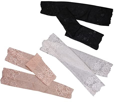 DOITOOL 3paare Sonnenschutzstulpen Aus Spitze Atmungsaktive Kühlstulpen Elastische Ellenbogenbandage Uv-Schutz Für Outdoor-aktivitäten Blumenmuster Schwarz