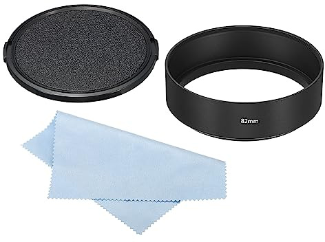 PATIKIL Paraluce per obiettivo da 82 mm, superficie smerigliata standard, antiriflesso, interno con cappuccio e panno di pulizia per obiettivo della fotocamera, nero