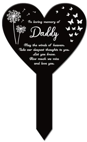 GLOBLELAND Palo da Giardino A Forma di Cuore di papà Palo Commemorativo per Targa Commemorativa per Cimitero Palo per Tomba in Acrilico Palo da Giardino Impermeabile con Simpatia per Cimitero