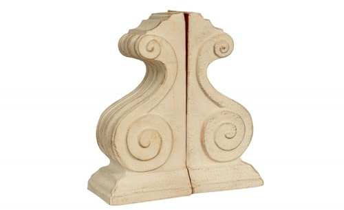 Biscottini Fermalibri in Legno 21x10x23 cm - Fermalibri per mensole - Reggilibri Vintage - Ferma Libri per libreria con Finitura Bianco