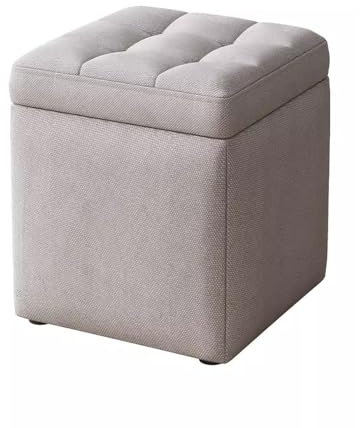 Moderner Hocker mit Ottomane, 30 x 30 x 35 cm, Couchtisch, kurzer Hocker, kurzer Ottoman-Fußhocker mit Stauraum, Fußstütze und Sitzwürfel für Schlafzimmer (Farbe: Hellgrau)