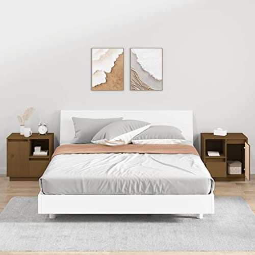 ShGaxin Nachttische 2 STK Nachtschrank, Nachtkonsole, Bedside Tables, Nachtkästchen, Beistellschrank, Nachtkommode, Nightstand, Honigbraun 50x34x50 cm Massivholz Kiefer