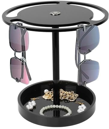 JABNOW 360 Grad Drehbarer Acryl Brillenständer, Mehrere Brillen Aufbewahrung, Schwarz Halter Sonnenbrillenständer, Für Aufbewahrung und Präsentation Brillen, Brillenständer zum Aufhängen