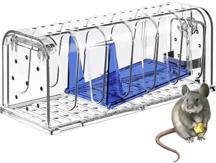 Elezenioc Trappola per Mouse Viva per Interni ed Esterni, Riutilizzabile Viva Cattura Mouse, Facile da Usare, Facile da Pulire, Riutilizzabile, Rilascio Senza Contatto