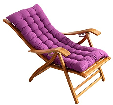 CCYENG Klappbarer Liegestuhl, 5-Fach Verstellbarer Sonnenliegestuhl aus Holz für Garten/Terrasse/Balkon, Loungesessel aus Bambus mit abnehmbarem Kissen, 5 Farben