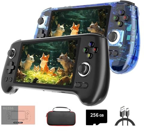 NULA RG556 Retro Handheld Spielkonsole Android 13 mit über 8000+ Spielen 8+128G+256G & Tasche 5,48-Zoll-Touchscreen AMOLED-Bildschirm Unisoc T820-Prozessor-Spielkonsole SupportsWiFi