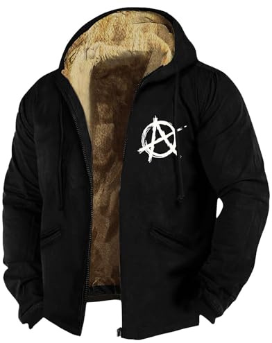 Herren Lässige Mode Schwergewicht Warme Kapuzenjacke Fleece Reißverschluss Dicke Winddichte Outdoorjacke 2025 Trend Sommer und Frühling Warm Gefütterter Jacke