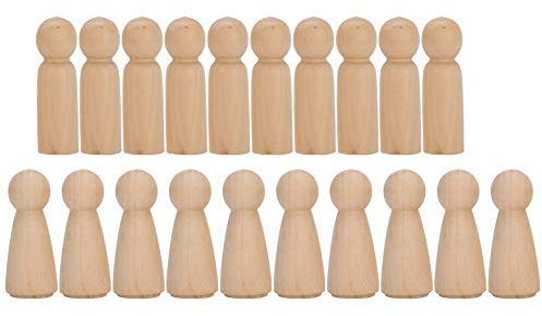 20 Stück Unfertige Holzpuppen 2 Zoll Weibliche Puppen 2,5 Zoll Männliche Puppen Hölzerne Menschen Figuren Holzformen Figuren Puppe Körper zum Bemalen DIY