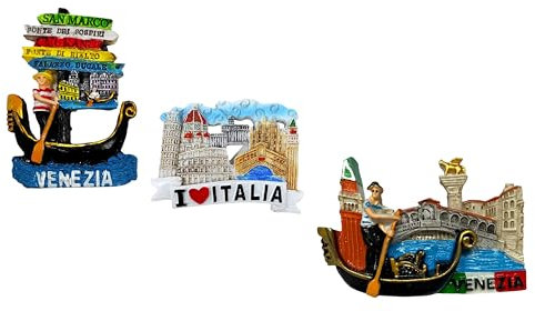 KUSTOM ART Set 3 Calamite Magneti da frigorifero 3D di Resina Venezia Italia Souvenir Regalo Casa Cucina da Collezione 60442-60449-60439