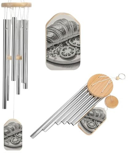 Brotkunst-Windspiel für draußen, einzigartige Aluminiumröhren, Gedenk-Windglocke, groß, tiefer Ton, Windspiel für Terrasse, Garten, Dekoration, Geschenk für Mutter, Frauen, Nachbarn