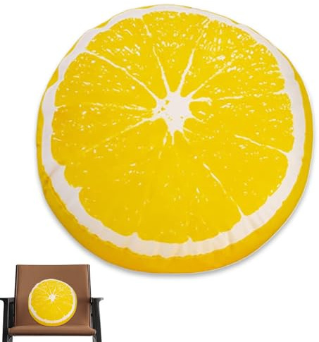 Muzrunq Lemon Pillow, 14 Inch Soft Comfortable Round Floor Cushions Cute Decorative Fruit Pillows with High Elastic PP Cotton Washable Floor Pillows with Zipper for Couch Sofa Chair