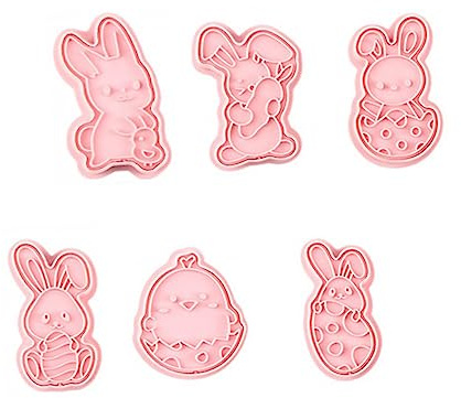 Garneck 6pcs Easter Bunny Cookie Cutters Biscuit Mold Rabbit Biscuit Mould Easter Baking Mould Plastic Cookie Mold