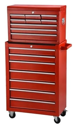 Tool Chest with Drawers Lockable Rolling Tool Box with Wheels Toolbox Organizer for Garage Warehouse Workshop Workshop Trolley for Small and Large Tools - Removable Swivel Wheels with Brakes