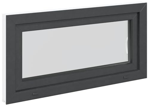 vidaXL Källarfönster RISOR 100x50 cm Tilt- och vridfönster DIN vänster antracit