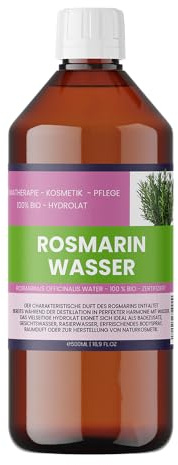 Bio Rosmarinwasser 500ml – 100% Naturrein & Vegan | Rosmarinus Officinalis Water | Haarwasser & Gesichtspflege | Belebend & Erfrischend - Nakobe