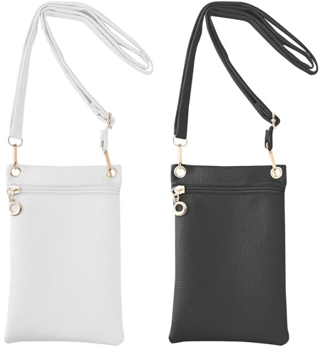 QINGYIWL 2 Stück Handytasche zum Umhängen, PU Leder Handy Umhängetasche Damen, Handy Tasche zum Umhängen (Schwarz + Weiß)