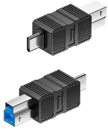 QIANRENON 5Gbps USB3.0 B to C Printer Adapter usb3.0 Type B Male to Type C Male Data Connector usb-B 3.0 to USB-C Converter, Not Supported USB-B 2.0, for Phone Hard Drive Scanner, 2Pcs