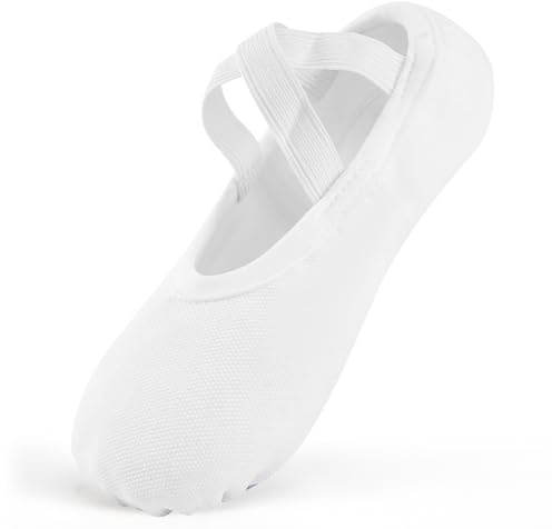 Ulicox Scarpette Danza Classica Bambina Elastic Mezze Punte Ginnastica Scarpe Ballerina Donna Suola Divisa Ballo Pantofole Bianco 37