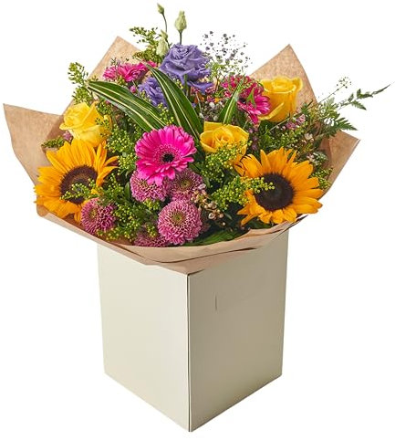 Vibrant Autumn Flower Bouquet Roses, Sunflowers, and Gerberas, Fresh Floral Gift for Celebrations, Weddings, Birthdays, Thank You, Sympathy, Halloween Indoor Decoration