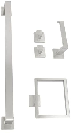 WooDerson Set di portasciugamani in acciaio inox 201, 5 pezzi, accessori da bagno, fissaggio a parete, trapano da bagno, set include portasciugamani per bagni, camere da letto e cucine (argento)