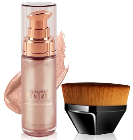 Shimmering Body Oil, Body Luminizer Schimmeröl, Flüssig Glitzer, Körper Highlighter Öl mit Natürliche Bio Inhaltstoffe, Schimmer Makeup für Gesicht Körper Bein Haar, Alle Hauttypen (Champagner Gold)