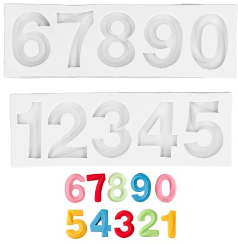 Tissting Silicone Number Mold 0-9 3D Number Candy Chocolate Molds, Baking Molds for DIY Candy Wax Candle Making Fondant Cake Topper Cupcake Decoration