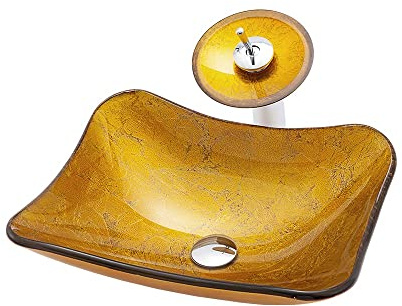 HTTGDGDH Lavabo De Tocador De Encimera De Baño Lavabo De Baño De Vidrio Templado Lavabo De Tocador Moderno De Hotel Lavabo De Cristalería Artística con Grifo Combinado Lavabo De L