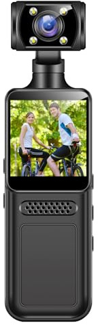 FOLODA Handheld Action Camera, Rotatable WiFi 180° Rotating 4K-HD Handheld Sports Camera, With Mic Clip, 1.3in LCD Screen For Cycling Running Filming Travel Vlog Video