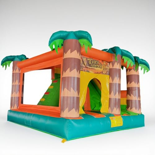 Casa inflable para saltar en la selva, castillo hinchable, pared de escalada, obstáculo, cama de salto con tobogán de 13 x 13 x 10 pies para eventos de fiesta