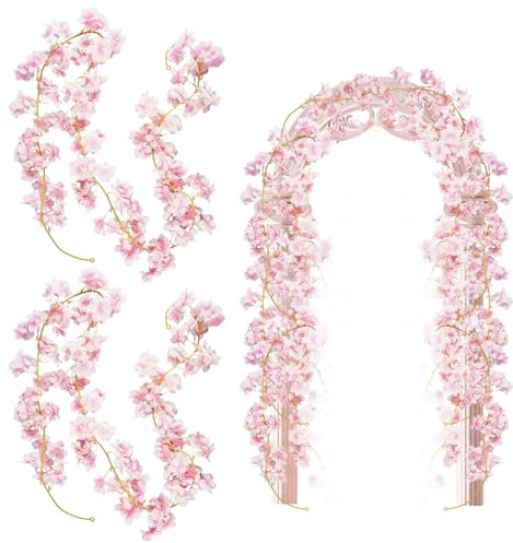 2 Stück Künstliche Kirschblüten Girlande Blumenranke, Kirschblüten Girlande | 180cm Seidenblumen Hängend Vines,kirschblüten Deko,Cherry Blossom Kunstblumen girlande,für Hochzeit,Party,Frühling & Hausdeko