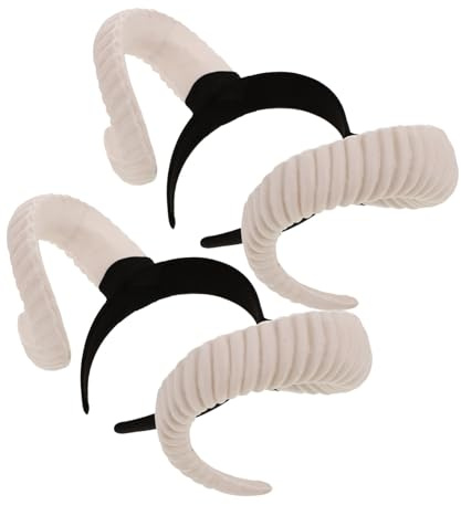 CONGARTENO 2pcs Sheep Horns Headpiece Realistic RAM Horns Hairband for Adult Cosplay Halloween Costume Photo Props for Themed Parties and Dress-up