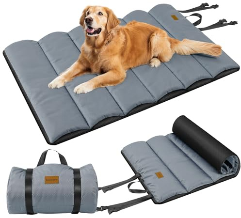 Gimars Lit d'extérieur amélioré Avec Film imperméable, Facile à Enrouler Avec Boucle, Grand lit de Voyage Pour Chiens de Taille Moyenne et Grande Taille, Portable, Pliable, Lavable Pour Le Camping