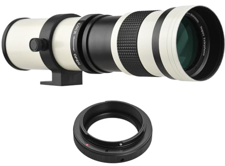 Sanfoelek MF Super téléobjectif zoom F8.3-16 420-800 mm monture T avec bague d'adaptation universelle 14 filetage de remplacement pour appareils photo Canon EOS 80D 77D 70D 60D 60Da 50D 7D 6D 5D T7i
