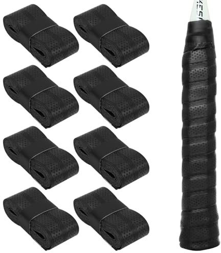 Bcautay 8 Stück Griffband Tennisschläger, Tennis Griffband Schwarz