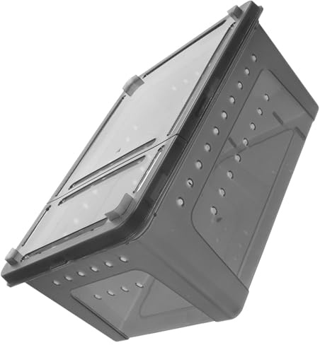 SUPVOX Incubadora de Arañas para Reptiles y Mascotas Pequeñas, Caja de Plástico Negro Diseño Visible y Resistente al Clima para Exhibición de Pequeños Animales