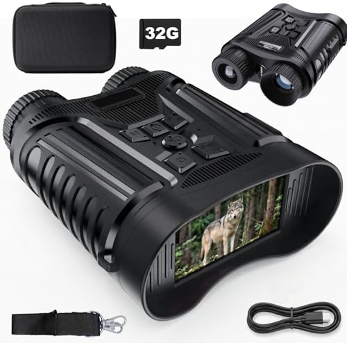 Gafas de visión nocturna 4K y prismáticos para adultos, HD con pantalla de 3 pulgadas, zoom digital 8X, rango infrarrojo de 2000 pies, linterna externa para camping y observación al aire libre